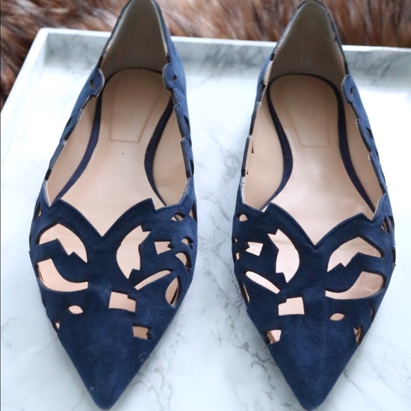 navy blue pointed toe flats